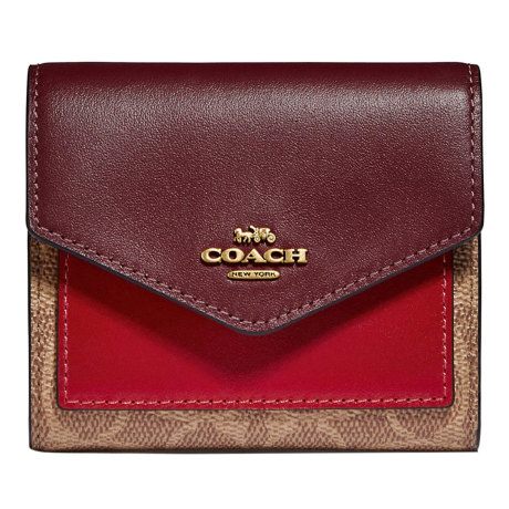 蔻驰 COACH SMALL WALLET/B4/TAN WINE MULTI 钱包