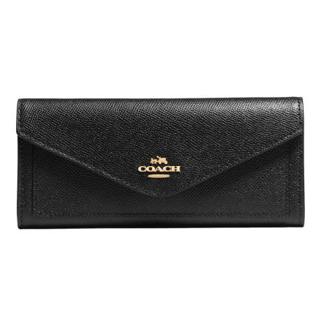 蔻驰 COACH CROSSGRAIN LEATHER SOFT WALLET 长款钱包 BLACK