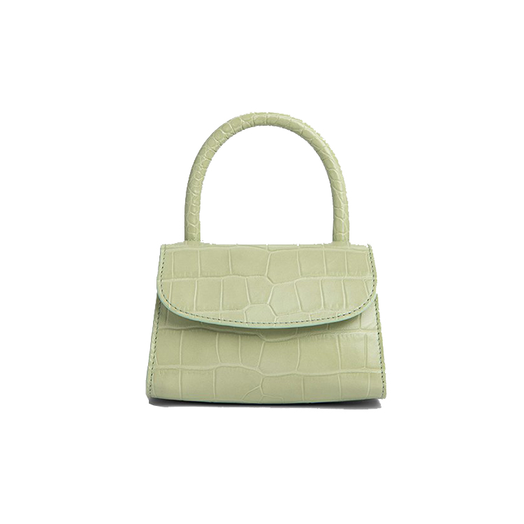 BY FARMini Sage Green Croco Embossed Leather女士皮包Small