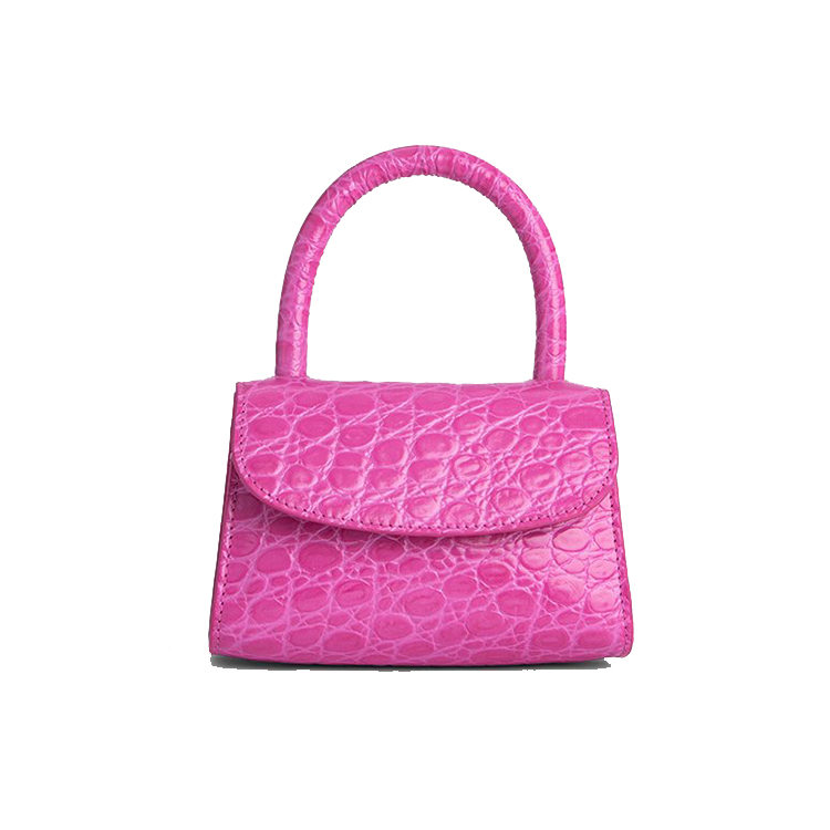 BY FARMini Fuchsia Circular Croco Embossed Leather女士皮包Small